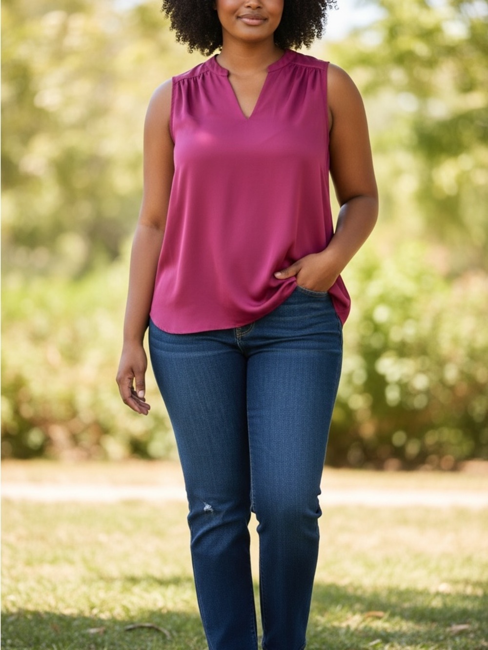 The Limited Magenta Sleeveless Blouse